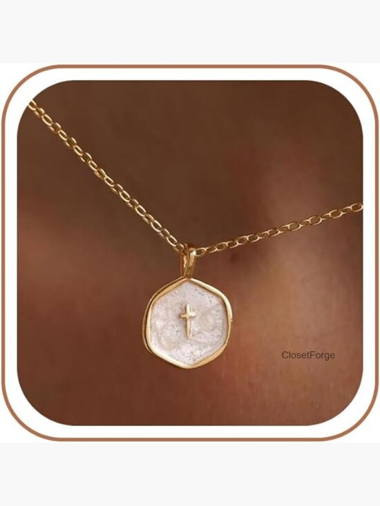 Jewelry - Dainty 14K Gold Plated Cross Pendant Necklace Cute Charm Choker Religious